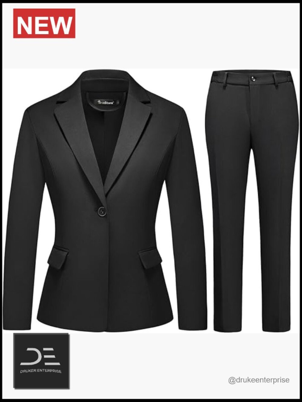 Women's Business Pantsuit 2 Piece Slim Fit Classic Blazer Pants Set